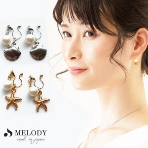 Clip-On Earrings Gold Post Earrings Jewelry Starfish Made in Japan
