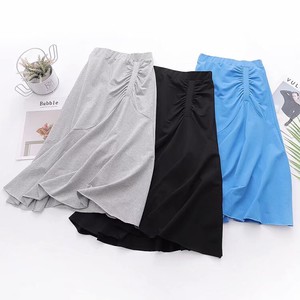 Skirt Plain Color Bottoms Long A-Line