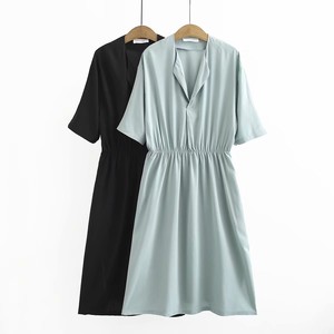 Casual Dress Plain Color Long One-piece Dress Short-Sleeve