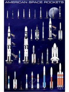 ■輸入ポスター■610X915mm★American Space Rockets　アメリカの宇宙ロケット