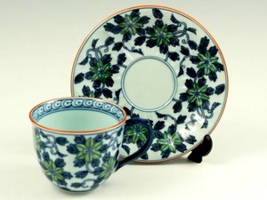 染錦鉄仙花(緑)　コーヒーカップ＆ソーサー