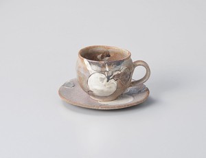 鼠志野カブコーヒー碗・受皿 【日本製    陶器】