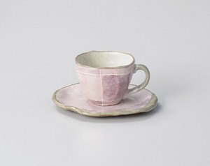 Cup & Saucer Set Pink Pottery Made in Japan