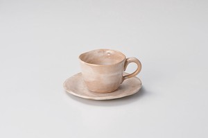 手造り風志野コーヒー碗・皿 【日本製    陶器】