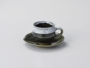 おりべ流しコーヒー碗・受皿 【日本製    磁器】