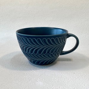 Soup Cup Rosemary Denim Made in Japan HASAMI Ware Leaf Mat Soup Cafe