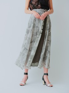 Lace Print Button Design Long Flare Skirt Bespoke Print