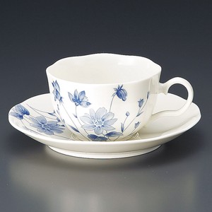 美浓烧 茶杯盘组/杯碟套装 花朵 复古 日本制造