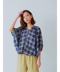 Button-Up Shirt/Blouse Dolman Sleeve Plaid