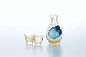 酒グラスコレクション  冷酒セット（金箔）【日本製　ハンドメイド　クリスタルガラス　ガラス製】