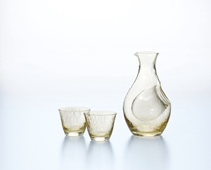 Sake Glass Collection Amber Chilled sake Set Made in Japan Handmade Crystal Glass Glass