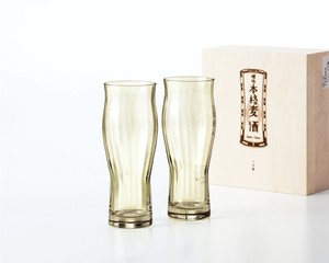 本格麦酒グラス 琥珀 ギフト  ペアビヤーグラスセット【日本製　ガラス製】