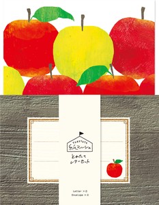 【古川紙工】紙マルシェ　とれたてレターセット　リンゴ