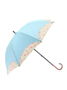 晴雨兼用傘　スライドショート傘　桜骨　裾半円切り継ぎ　綿　デニム風