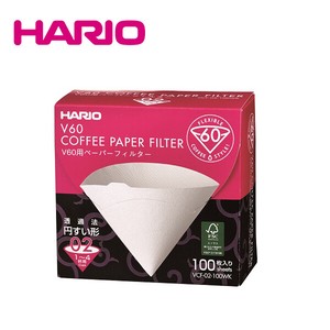 【HARIO】V60用ペーパーフィルターW　100枚箱入り　ホワイト