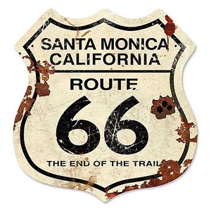【スティールサイン】【ルート 66 ＆ ストリート】Santa Monica Route 66 66-PT-RD-031