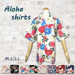 Japanese Pattern Aloha Shirt LL Unisex Firework