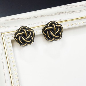 Pierced Earringss Gold Mizuhiki Knot