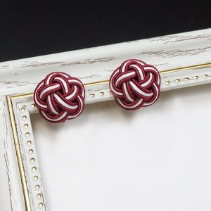 Pierced Earringss White Mizuhiki Knot