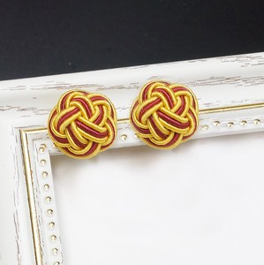 Pierced Earringss Mizuhiki Knot 16-Karat Gold