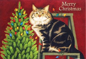 LANG社　クリスマスグリーティングカード　★キラキラ箔押し加工　カラーデザイン封筒付き