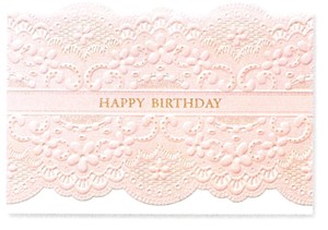 【2020新作】【誕生日カード】【エレガント】BDレーザーレースカード (ピンク) B38-313