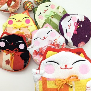 No.1 Character Pouch Beckoning cat Cat Beckoning cat Accessory Case Coin Purse Crape Pouch