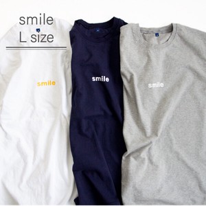 【定番】メッセージTシャツ(smile) Lサイズ【ユニセックス 2次加工日本 無地 シンプル カジュアル】
