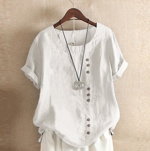 Button Shirt/Blouse Casual Cotton