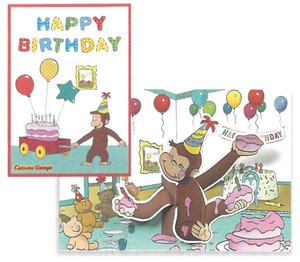 【誕生日カード】【メッセージ】【おさるのジョージ】C/G BDポップカード (ケーキ) B38-299
