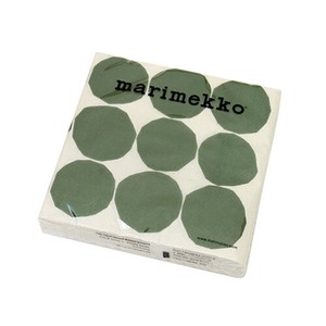 マリメッコ（marimekko）ペーパーナプキン　キヴェット　ホワイト/グリーン　33cm