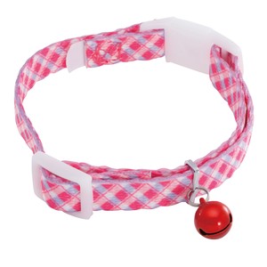 Dog Collar Pink Calla Lily Check