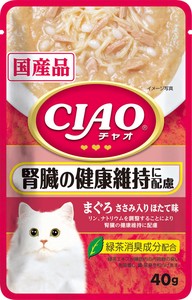[いなばペットフード] CIAO パウチ 腎臓の健康維持に配慮 まぐろ ささみ入り ほたて味 40g