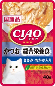 [いなばペットフード] CIAO パウチ 総合栄養食 かつお ささみ・おかか入り 40g
