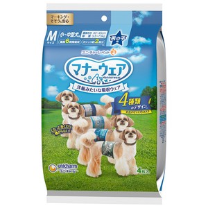 [ユニ・チャーム] マナーウェア 男の子用Mサイズ4種のデザインパック 4枚 犬猫 衛生用品 ペット用おむつ