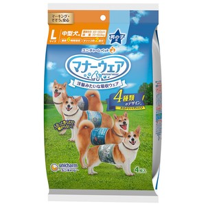 [ユニ・チャーム] マナーウェア 男の子用Lサイズ4種のデザインパック 4枚 犬猫 衛生用品 ペット用おむつ