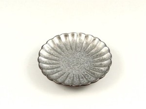 黒柚子銀塗り　菊型小皿(手塩皿)