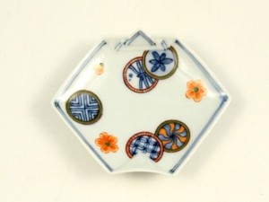 染錦丸紋　折紙型手塩皿