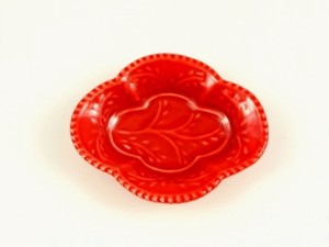 赤釉　木瓜型手塩皿