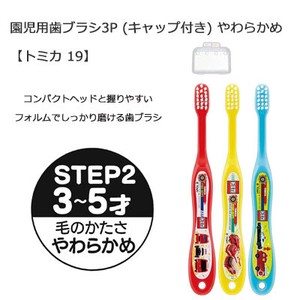 Kindergarten Toothbrush 3P Attached Cap B5 SKATER Soft Tomica 1 9