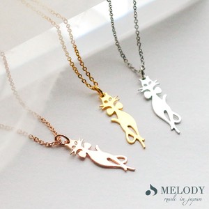Gold Chain Nickel-Free Necklace Ribbon Animal Cat Jewelry Made in Japan