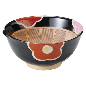 天目椿赤絵櫛目8.0すり鉢　 日本製 美濃焼