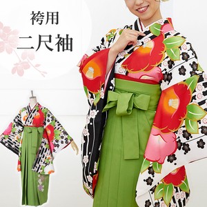 Kimono/Yukata single item Red Flower White Kimono Retro