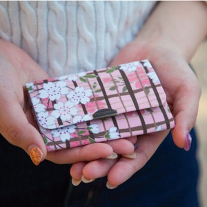 Japanese Craft Made in Japan Business Card Holder Sakura Checkered Pattern