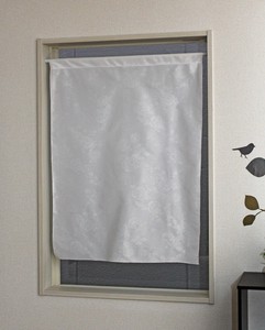 即納 日本製 小窓 レースカーテン バラ柄 70×90 ホワイト　22114　UVカット 見えにくい