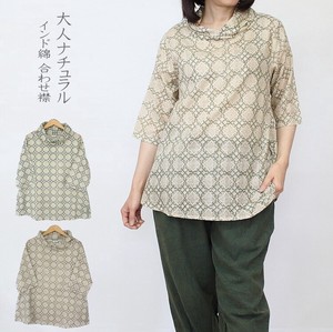 Button Shirt/Blouse Pullover Indian Cotton 3/4 Length Sleeve Block Print