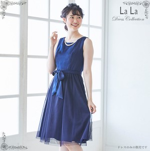 Formal Dress Tulle Navy Satin Sleeveless Simple 3-colors