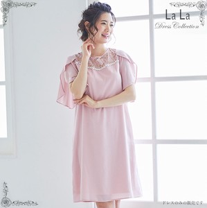 Formal Dress Pink Satin Bijoux Pastel Switching 3-colors