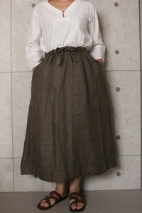 【2017年新作 】日本製　フレンチリネンサイドDカン付きスカート№6374