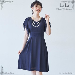 Formal Dress Flare Navy Georgette Switching 3-colors